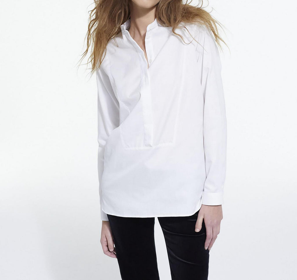 The Kooples - Camisa sin cuello con detalle de tapeta oculta - Mujer