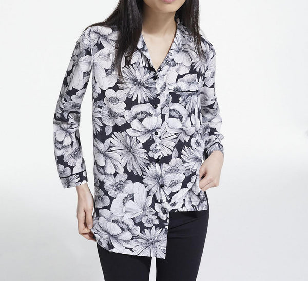 The Kooples - Chemisier En Soie - Noir Et Blanc - Femme