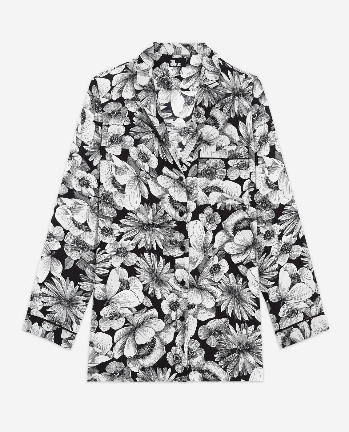 The Kooples - Chemisier En Soie - Noir Et Blanc - Femme
