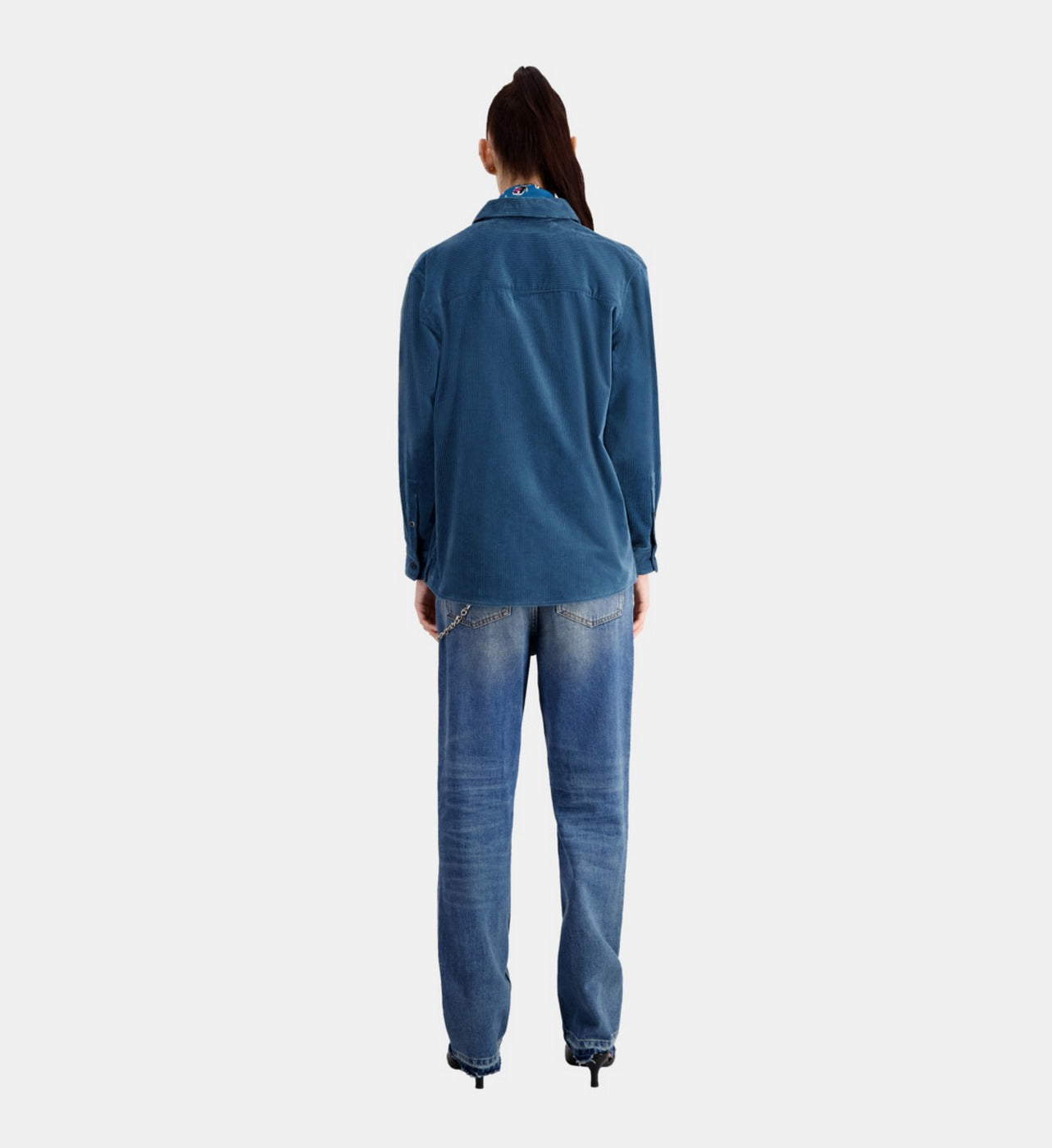 The Kooples - Chemise En Velours - Bleu Pétrole - Femme