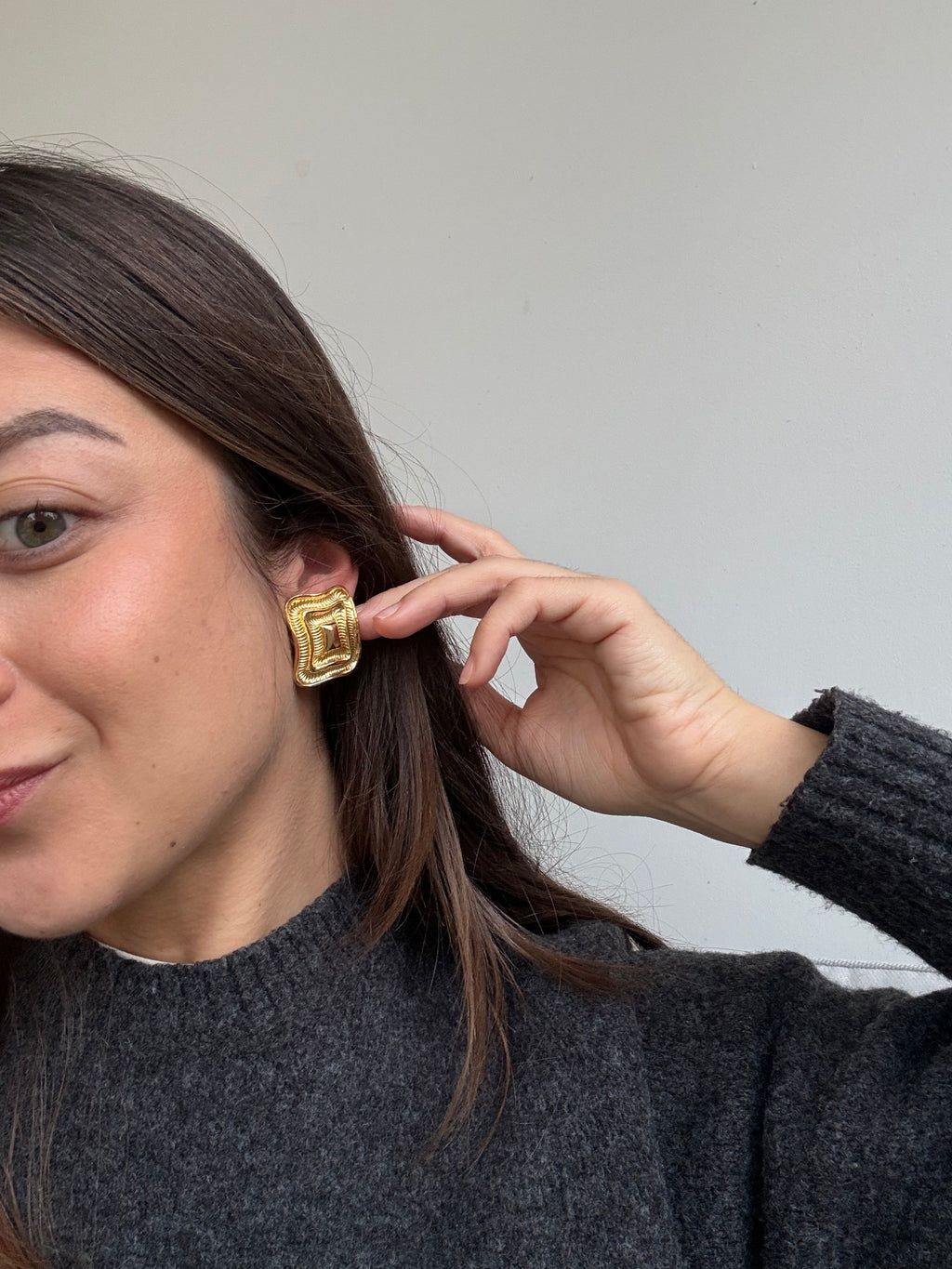 Vintage Earrings - Textured Gold Rectangles