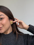Vintage Earrings - Textured Gold Rectangles