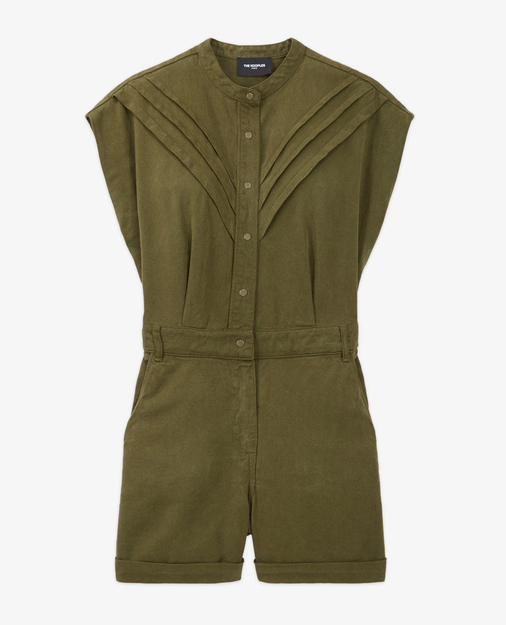 The Kooples - Combishort Kaki Tencel Boutonné - Femme