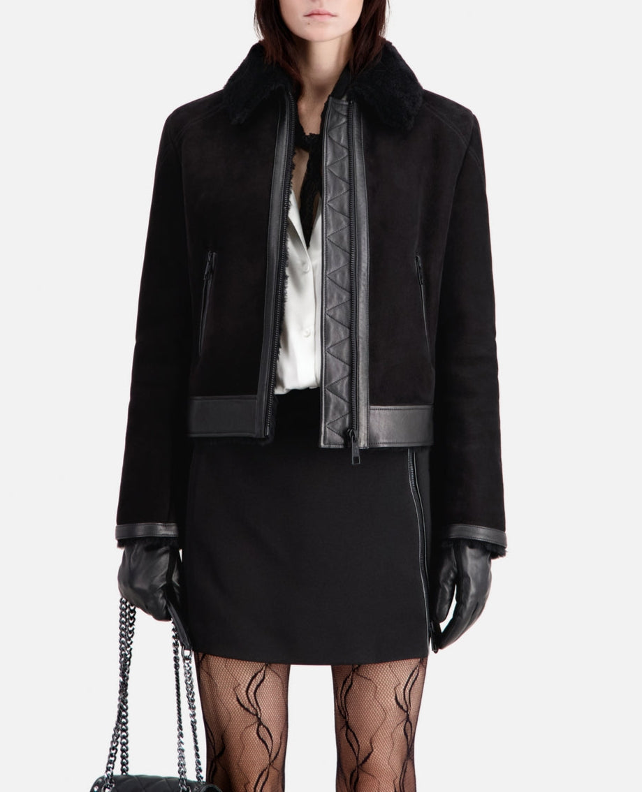 The Kooples - Veste En Cuir De Mouton - Noir - Femme
