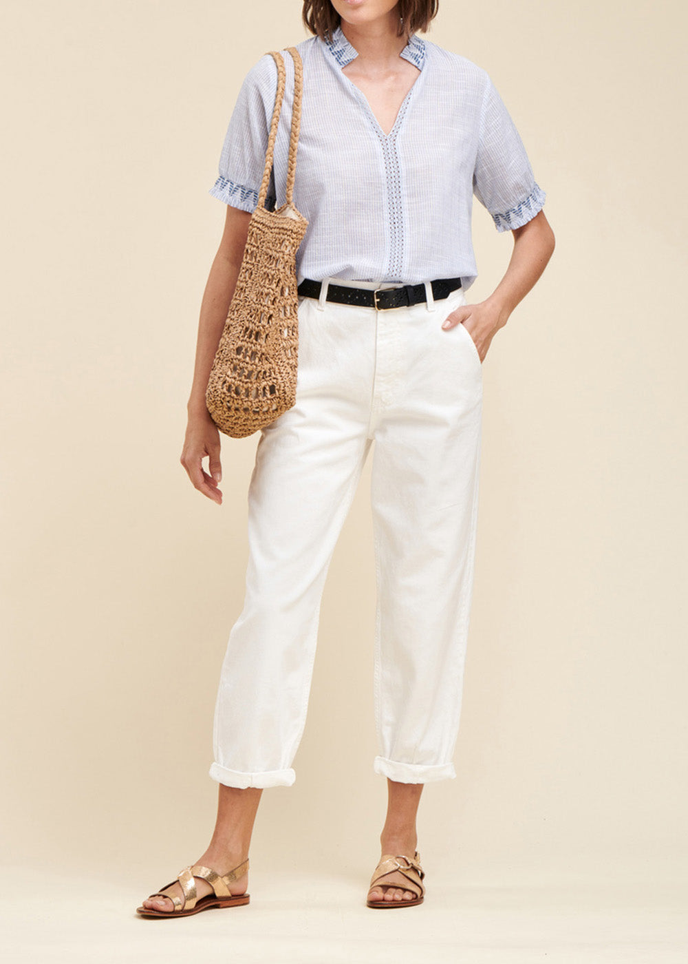 Pantalon En Toile Coupe Ample