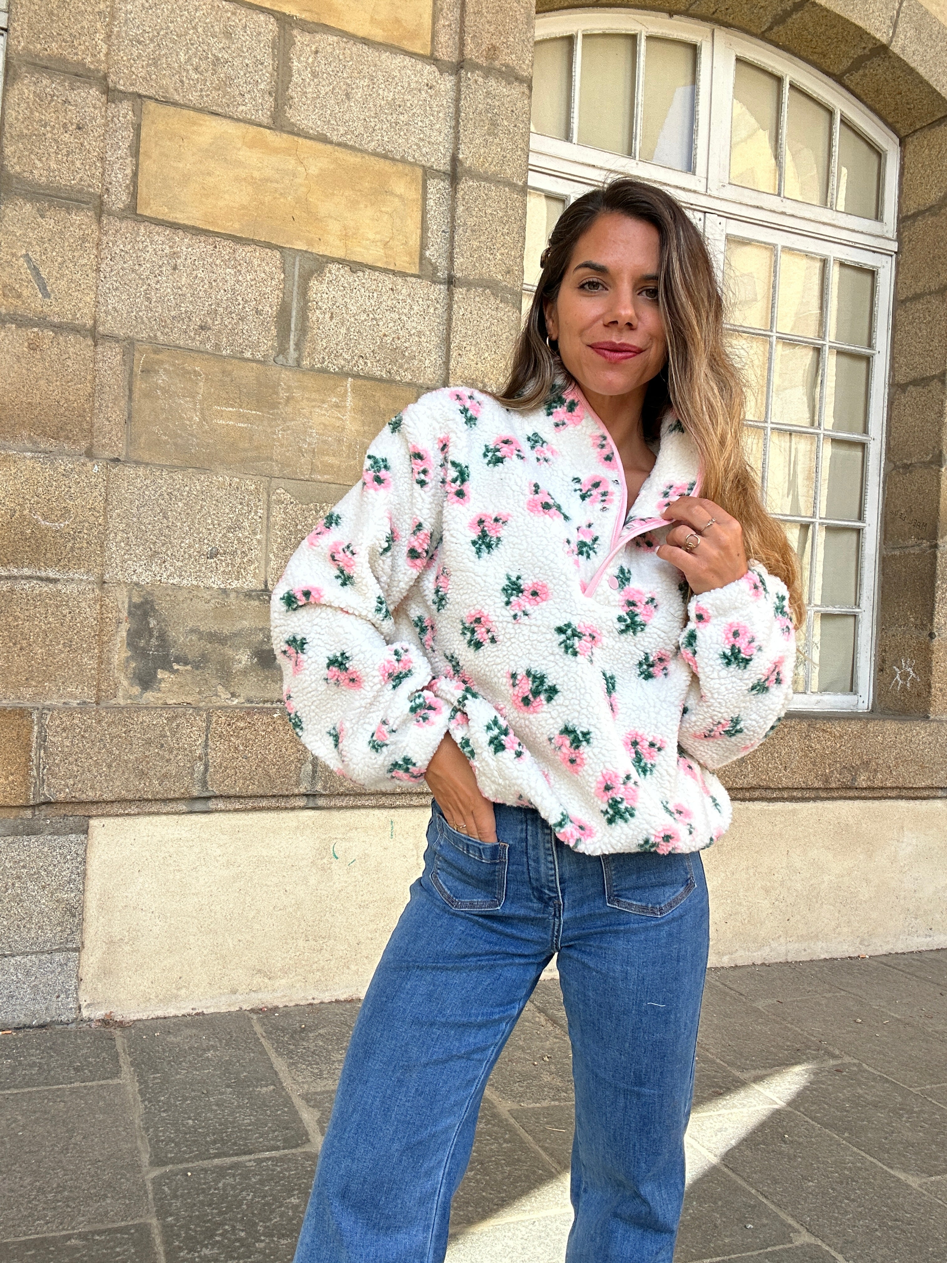 Chaqueta de borreguito floral Lisa