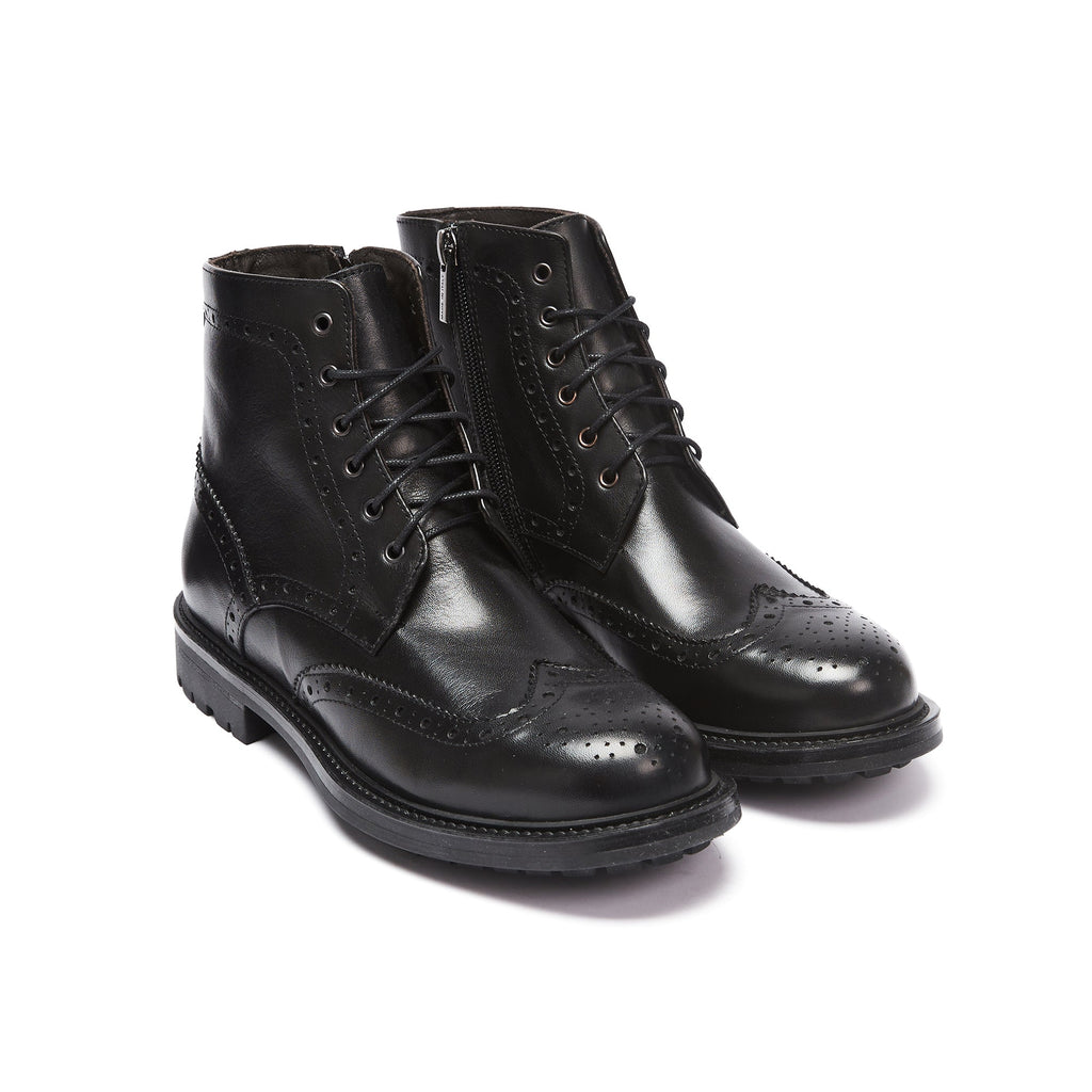 Frank Daniel - Bottes À Lacets Et Ailerons - Noir - Femme