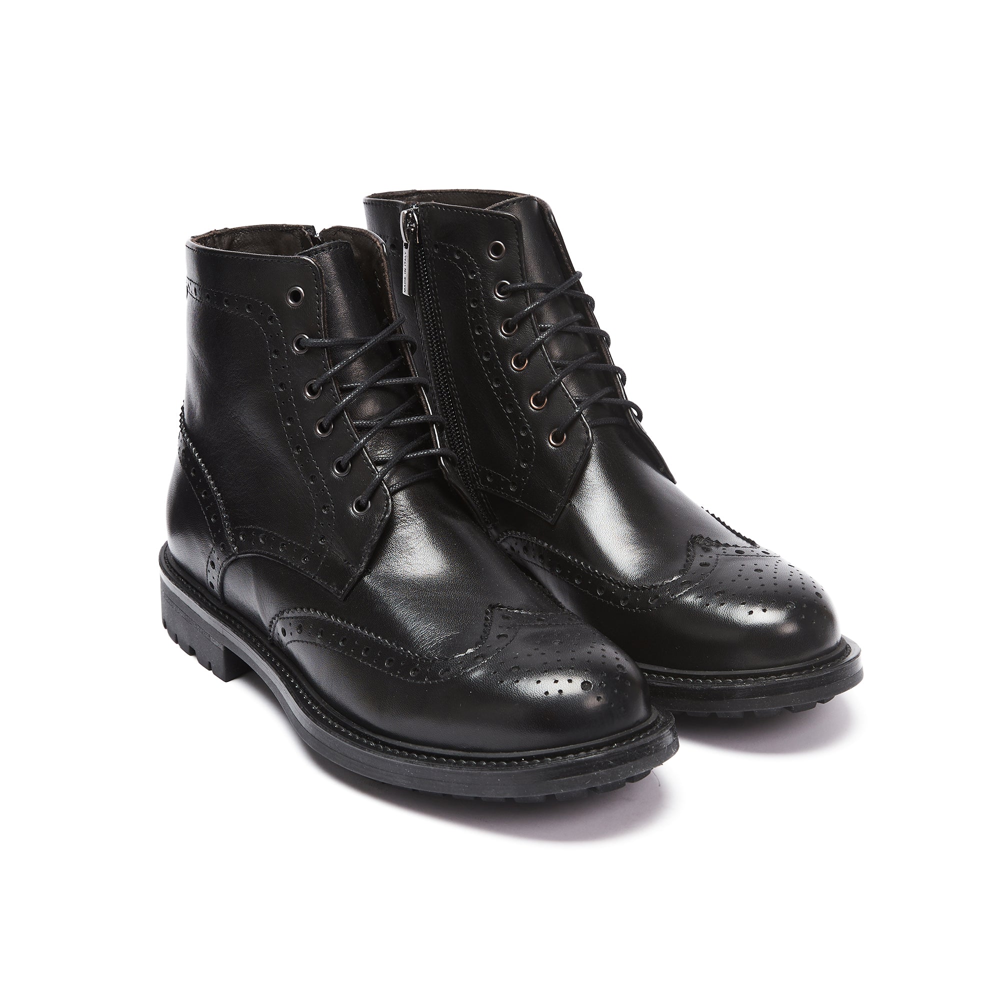 Frank Daniel - Bottes À Lacets Et Ailerons - Noir - Femme