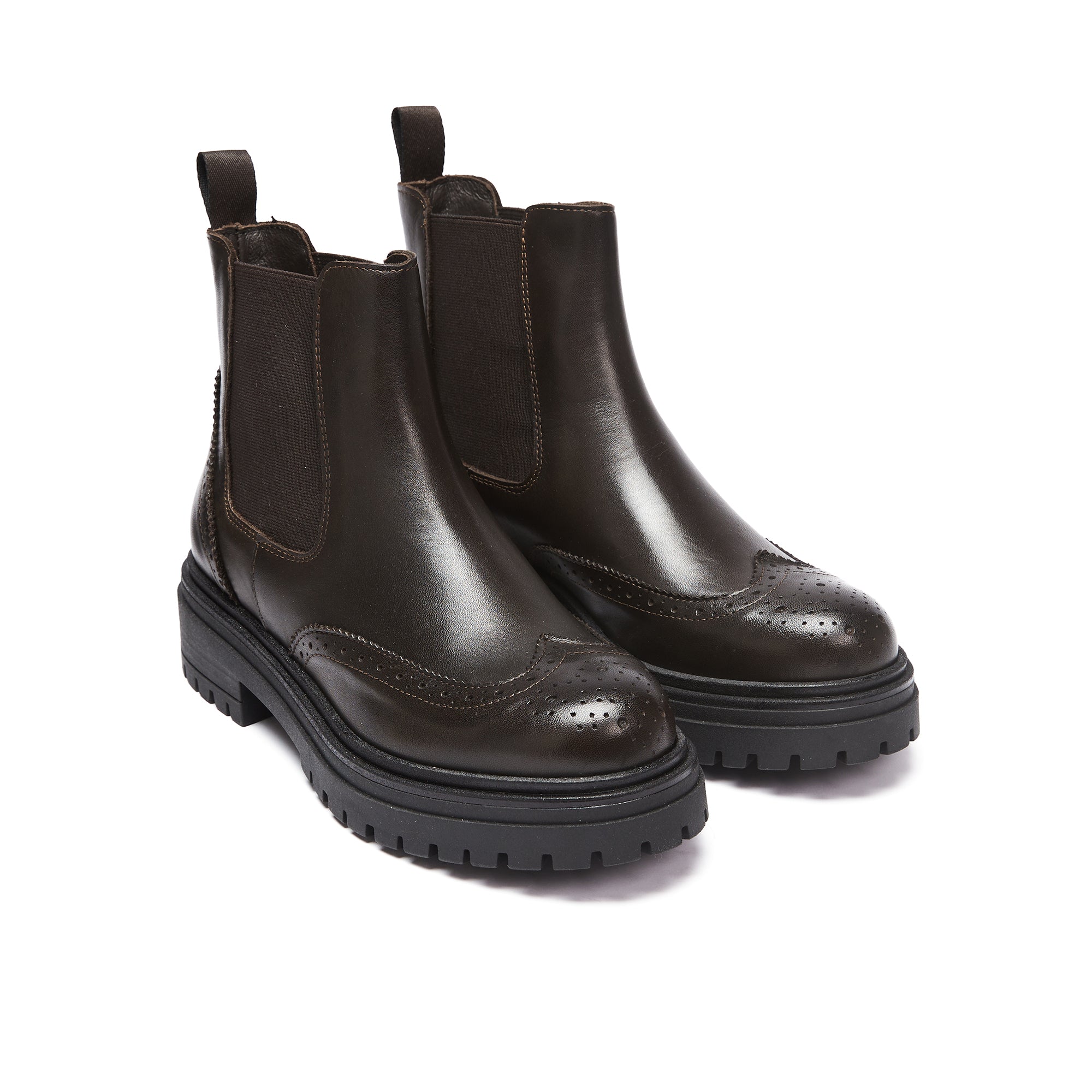 Frank Daniel - Bottes Chelsea À Bout Ailé - Marron Foncé - Femme