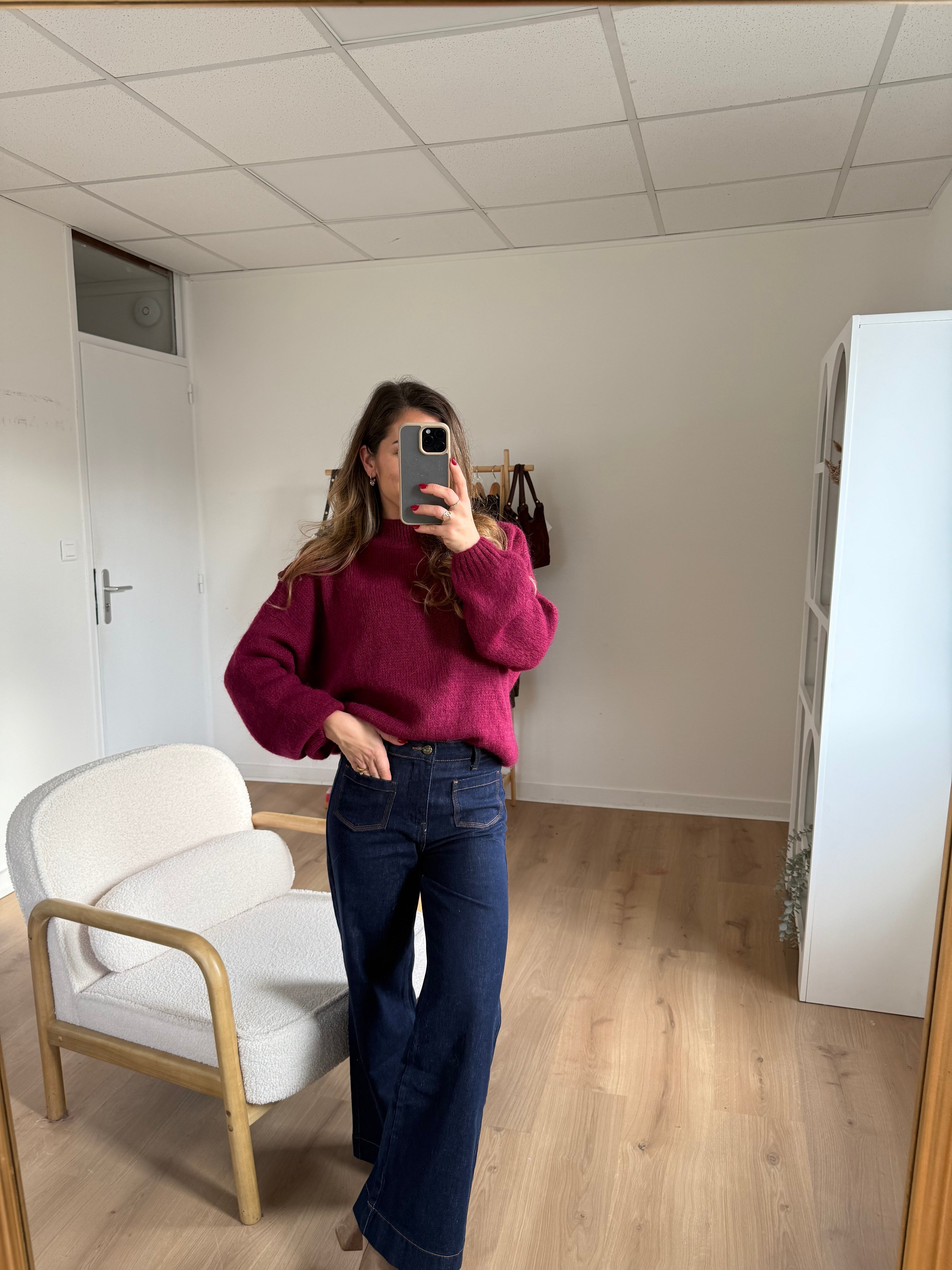 Pull En Maille À Col Rond Hortense Bordeaux