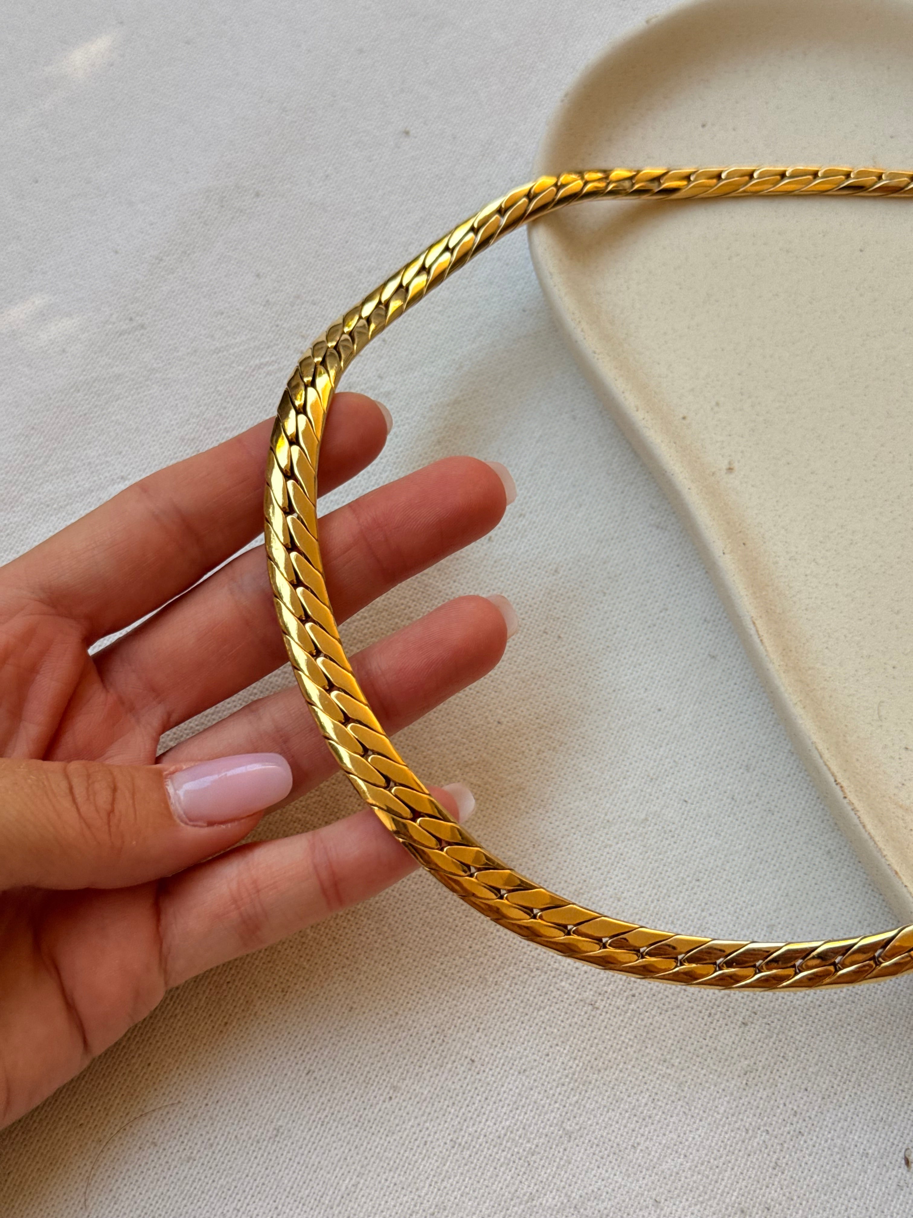 Collier Doré Vintage - Maille Gourmette Plate Dorée