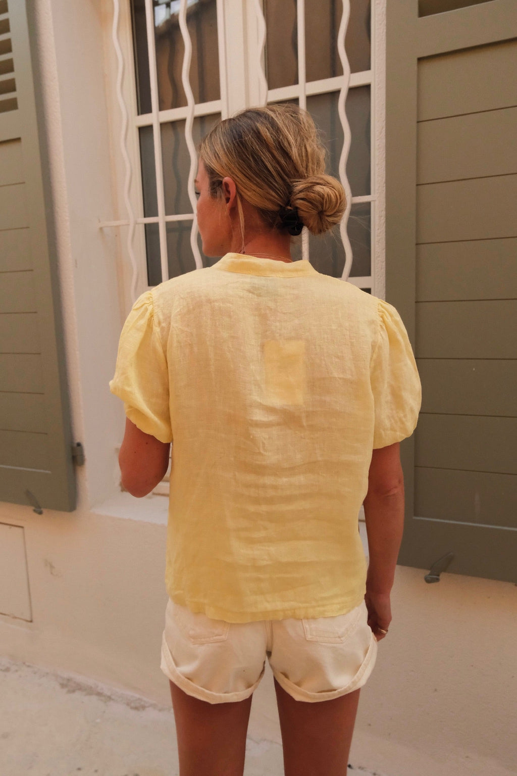 Célestine yellow linen blouse