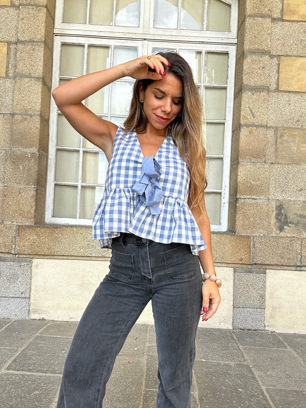 Louison Top With Bows Blue