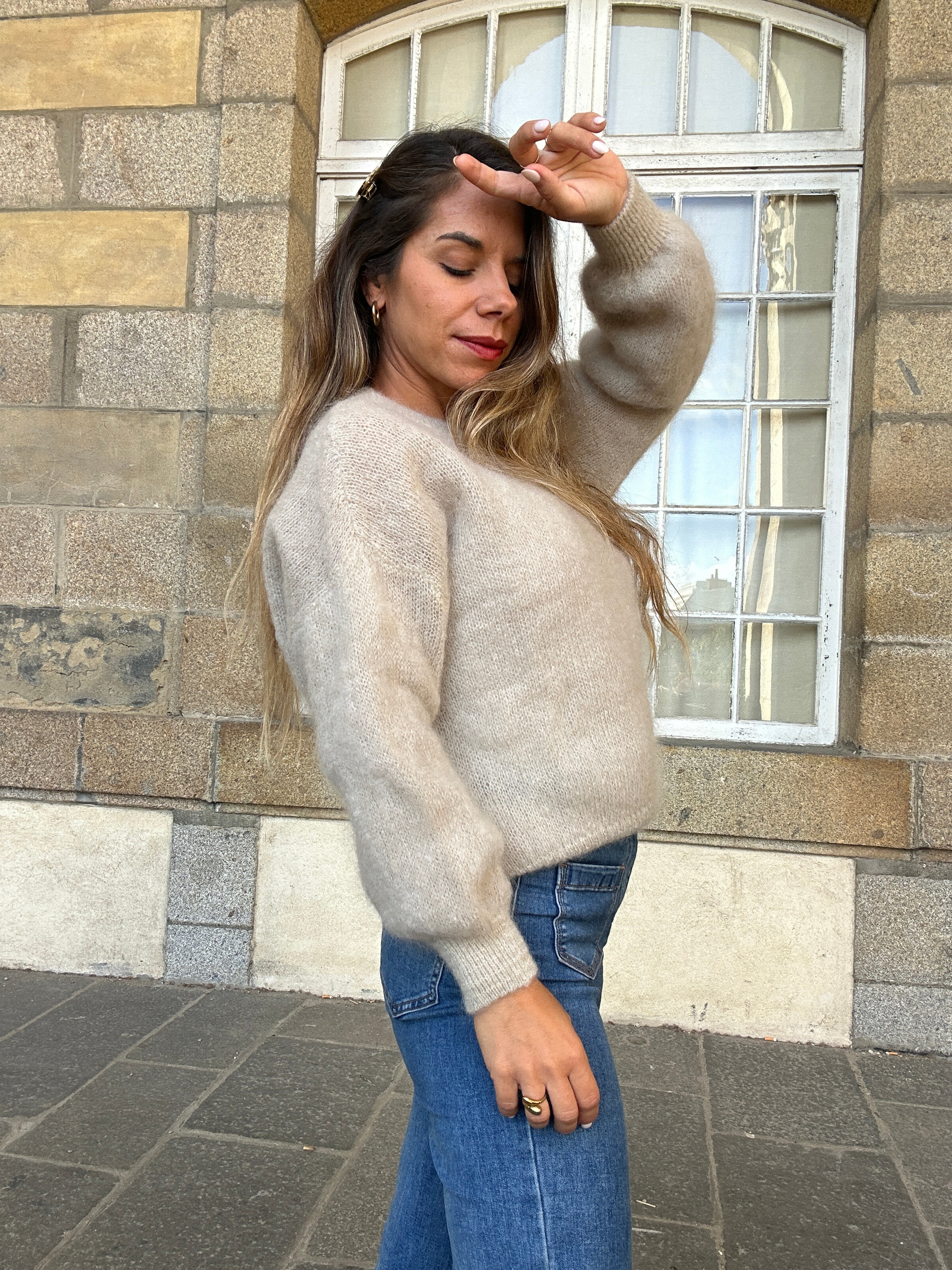 Maille en mohair et laine Gaia beige
