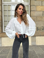 Esmée Blusa Con Volantes Crudo