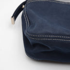 Sac Fendi Baguette Toile Bleu Marine Fermoir Ff Émail Vintage