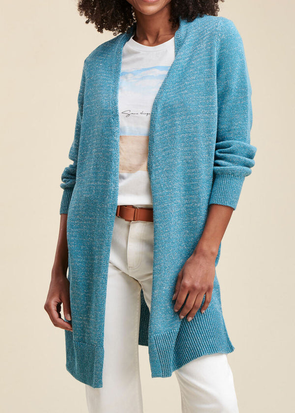 Gilet Mi-Long Maille Irisée