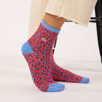 Calcetines con Purpurina de Algodón Peinado Leopardo - Rojo