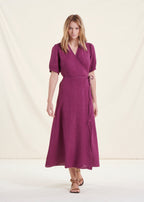 Robe Longue Portefeuille En Lin Violette