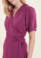 Robe Longue Portefeuille En Lin Violette