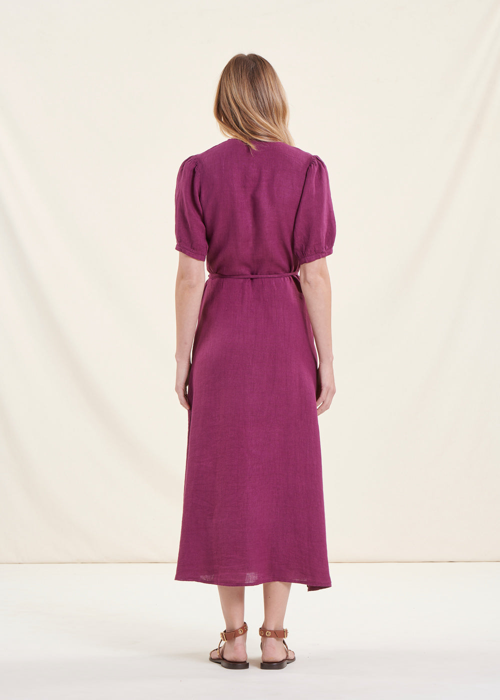 Robe Longue Portefeuille En Lin Violette