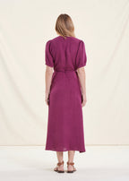 Robe Longue Portefeuille En Lin Violette