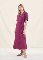 Robe Longue Portefeuille En Lin Violette