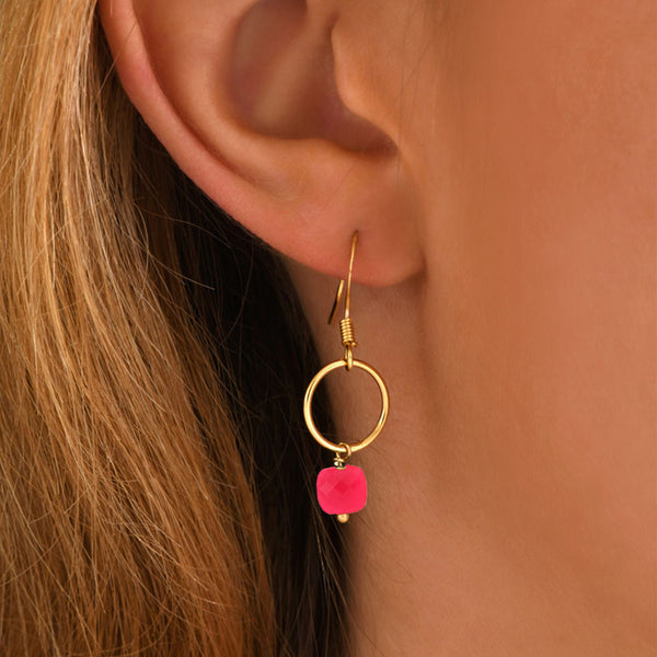 Boucles D'Oreilles Fidji Onyx Rose