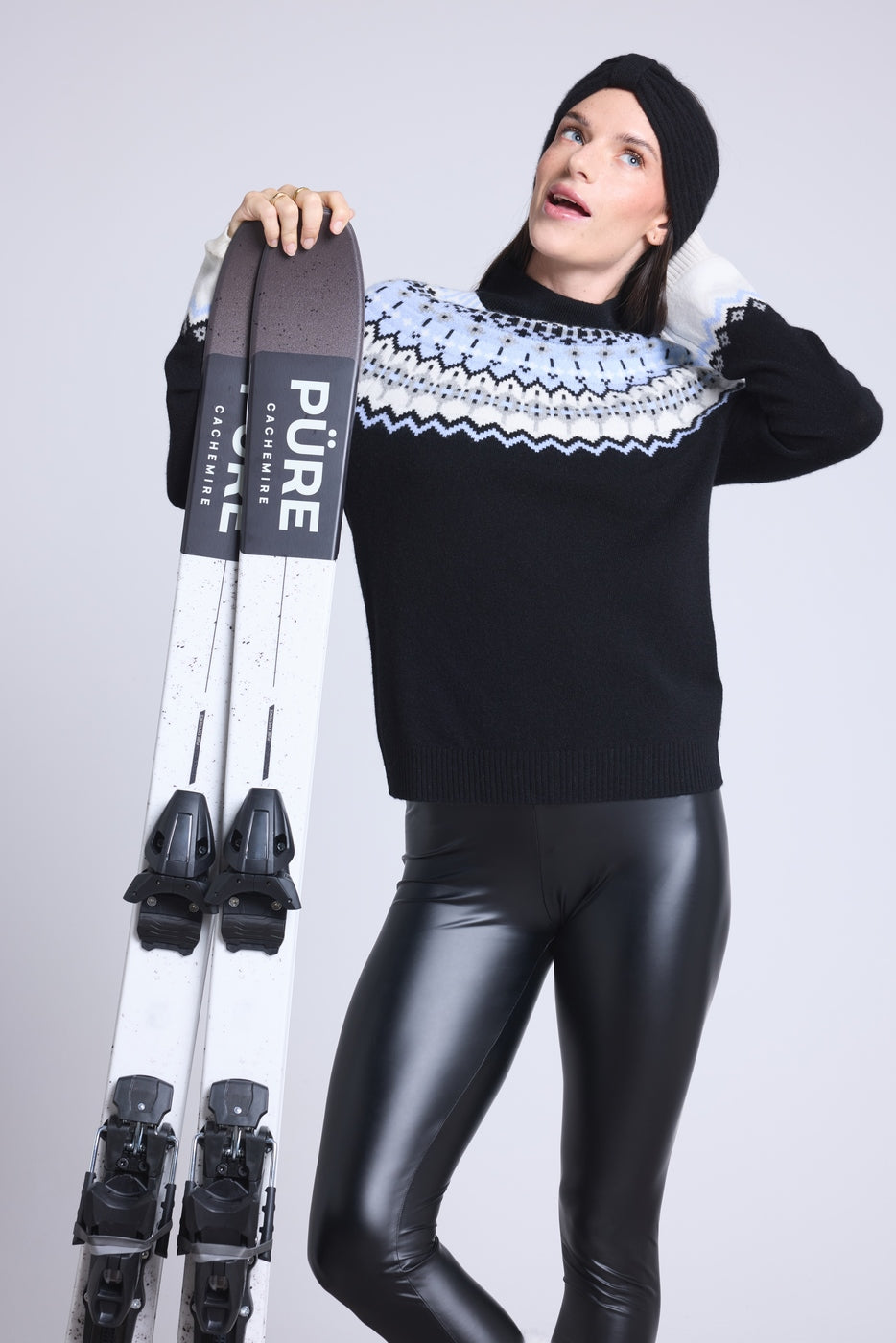 Filippa Mountain High Sweater - Black White Sky Blue - Women