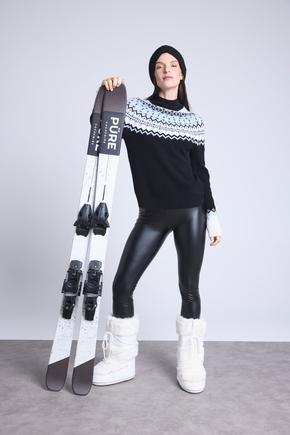 Filippa Mountain High-Neck Jumper - Black White Sky Blue - Women