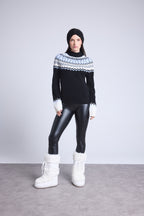 Filippa Mountain High-Neck Jumper - Black White Sky Blue - Women