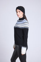 Filippa Mountain High-Neck Jumper - Black White Sky Blue - Women