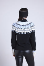 Filippa Mountain High-Neck Jumper - Black White Sky Blue - Women