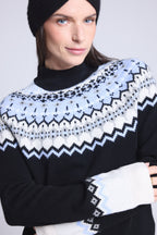 Filippa Mountain High-Neck Jumper - Black White Sky Blue - Women