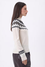 Jersey de cuello alto de montaña Filippa - Blanco dorado negro - Mujer