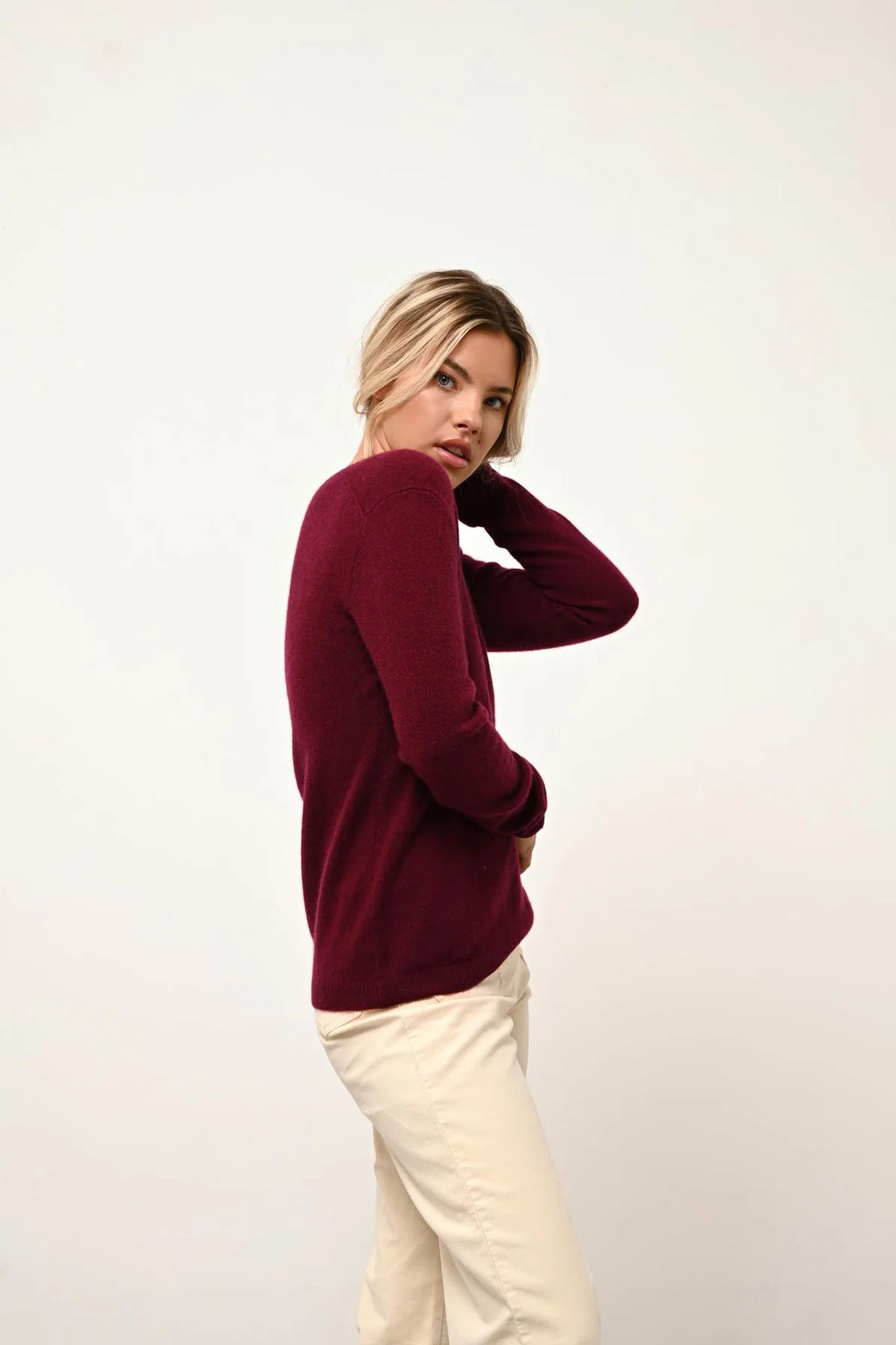 Boat Neck Jumper - Fiona - Burgundy