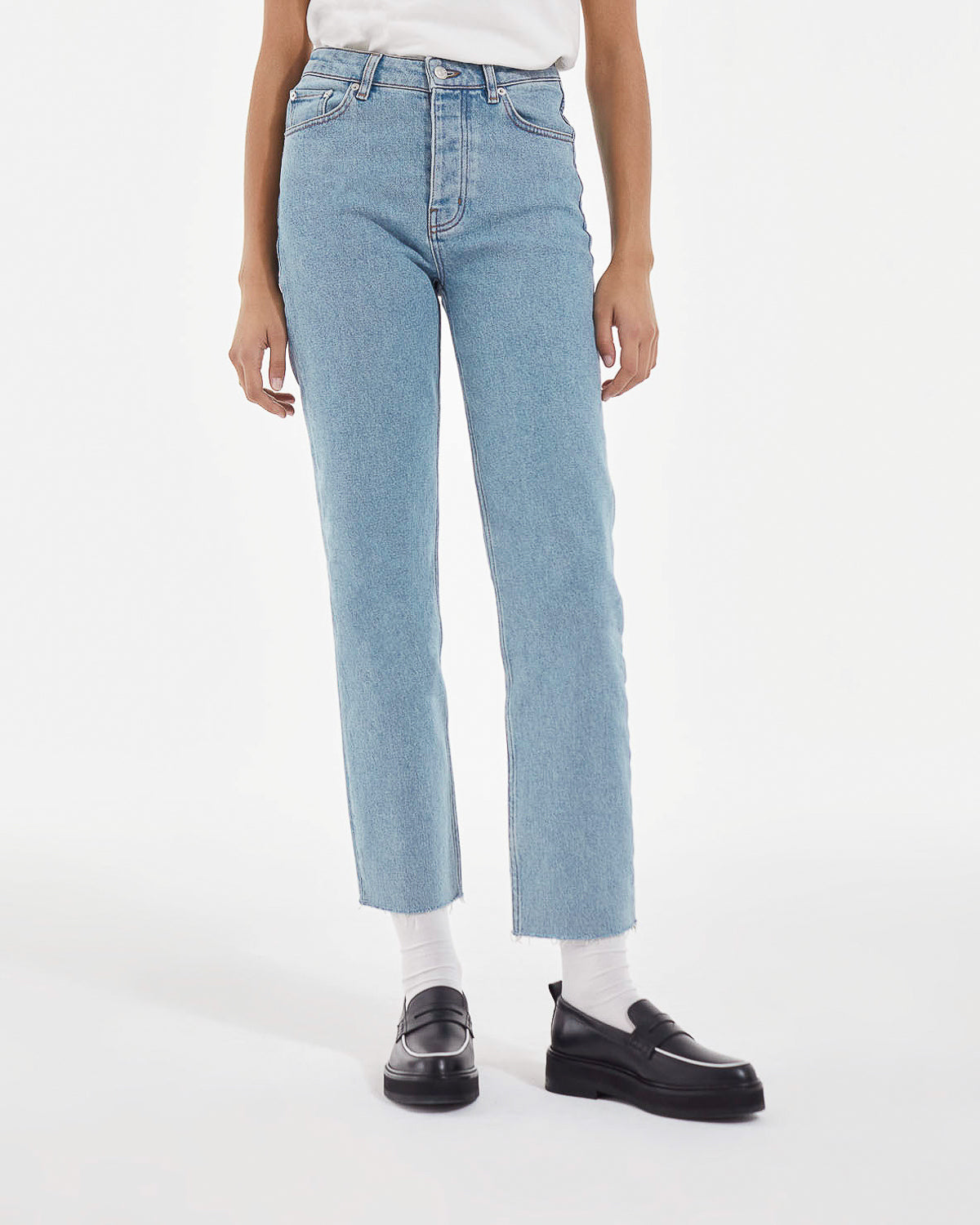 The Kooples - Washed Blue Jeans with Distressed Details - Women