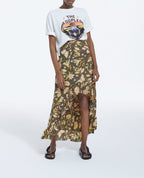 The Kooples - Falda Asimétrica Floral Con Volantes - Negro - Mujer