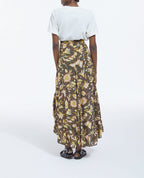 The Kooples - Falda Asimétrica Floral Con Volantes - Negro - Mujer