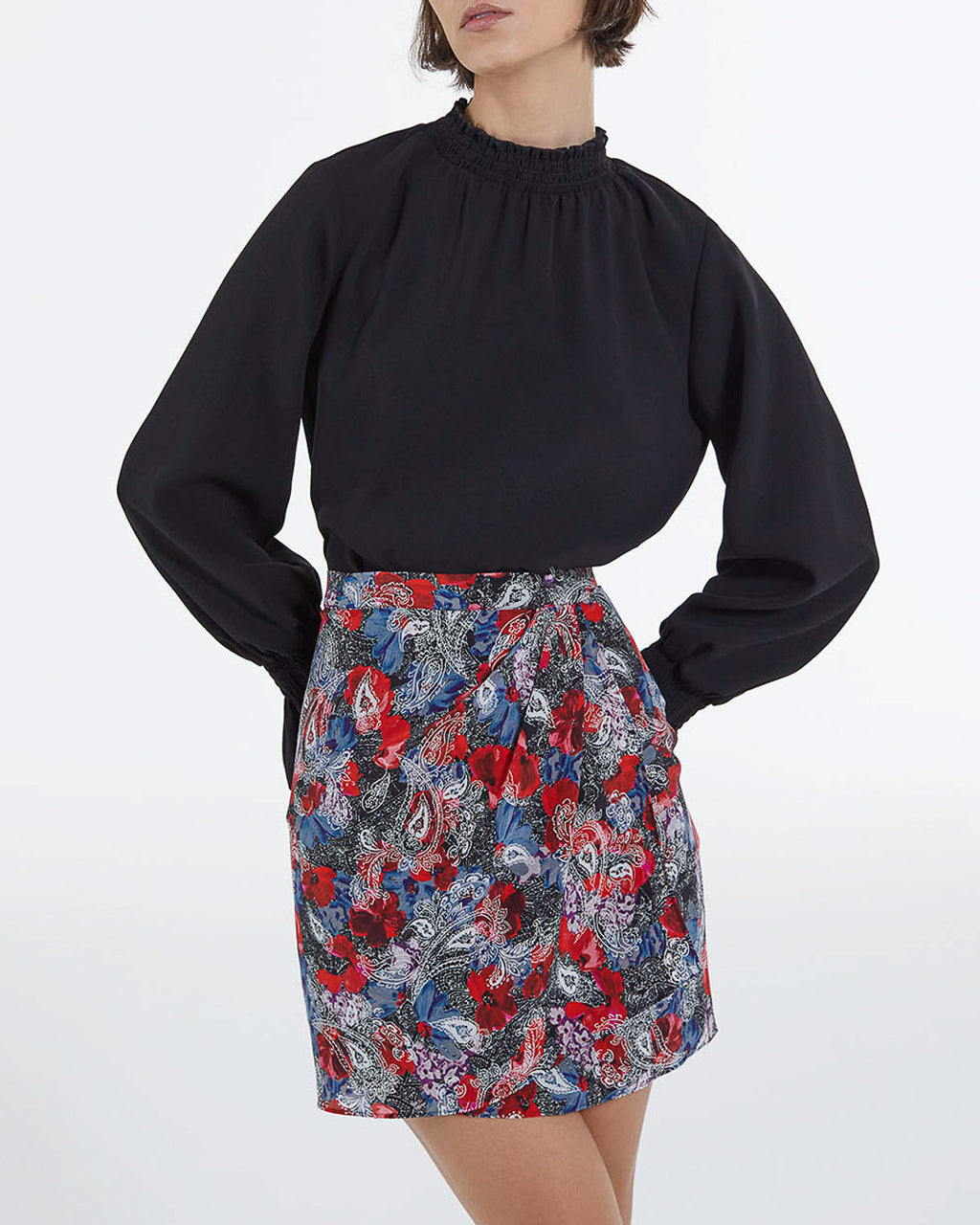 The Kooples - Short Floral Print Silk Skirt - Women