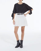 The Kooples - Short Ecru Silk Skirt with Gallon Detail - Women