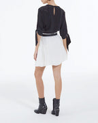 The Kooples - Short Ecru Silk Skirt with Gallon Detail - Women