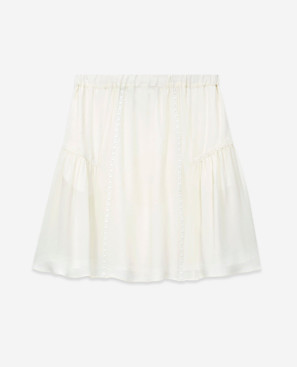 The Kooples - Short Ecru Silk Skirt with Gallon Detail - Women