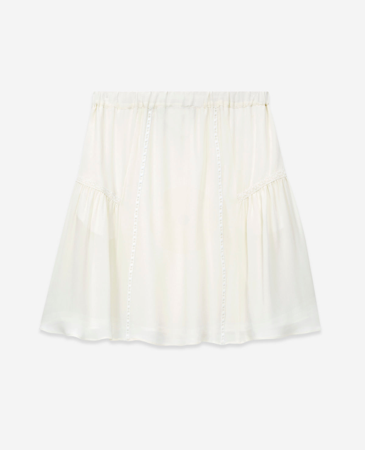The Kooples - Short Ecru Silk Skirt with Gallon Detail - Women