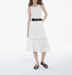 The Kooples - Jupe Blanche Dentelle Longue Ajourée - Femme
