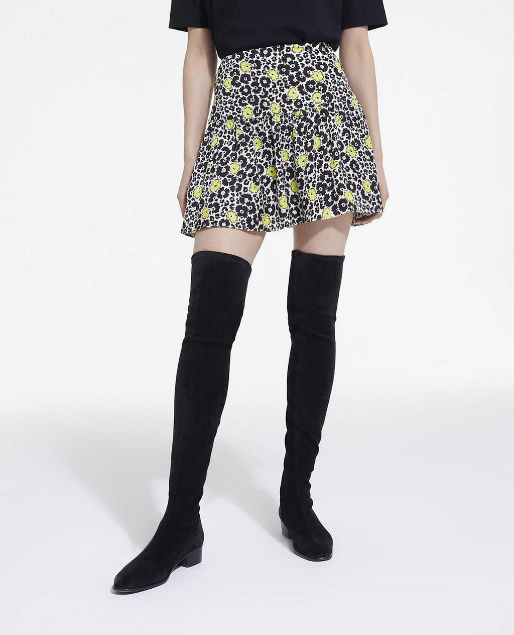The Kooples - Jupe Patineuse - Noir Et Pistache - Femme