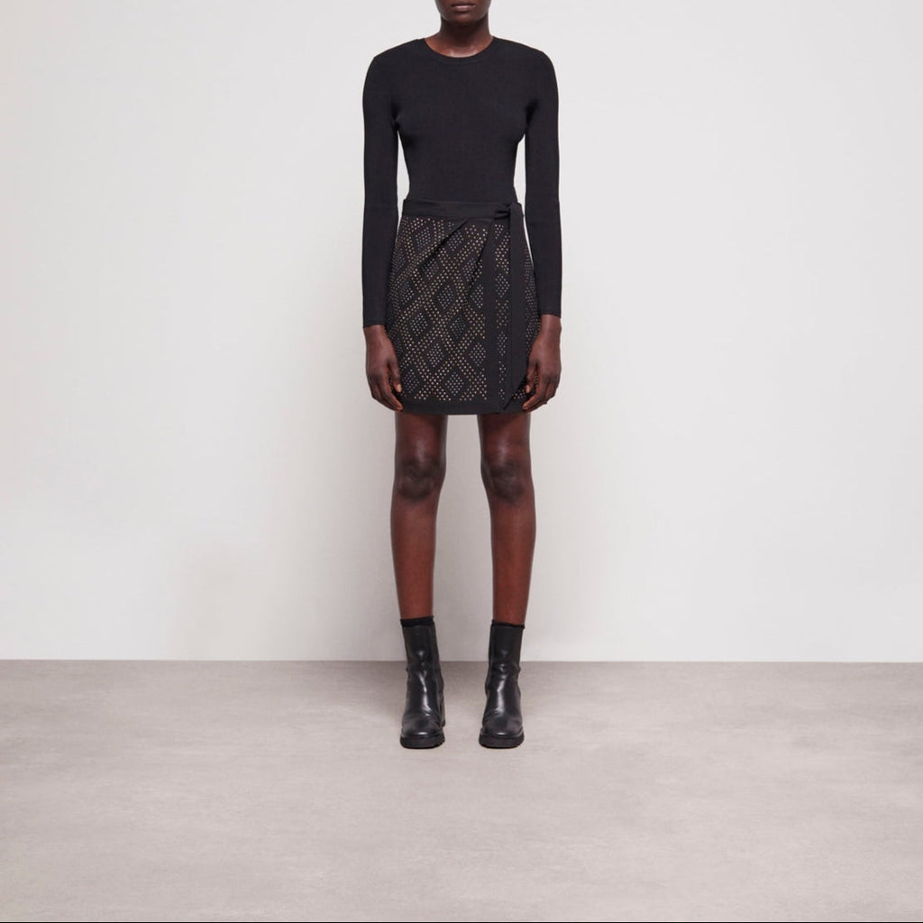 The Kooples - Falda cruzada de talle alto - Negro - Mujer