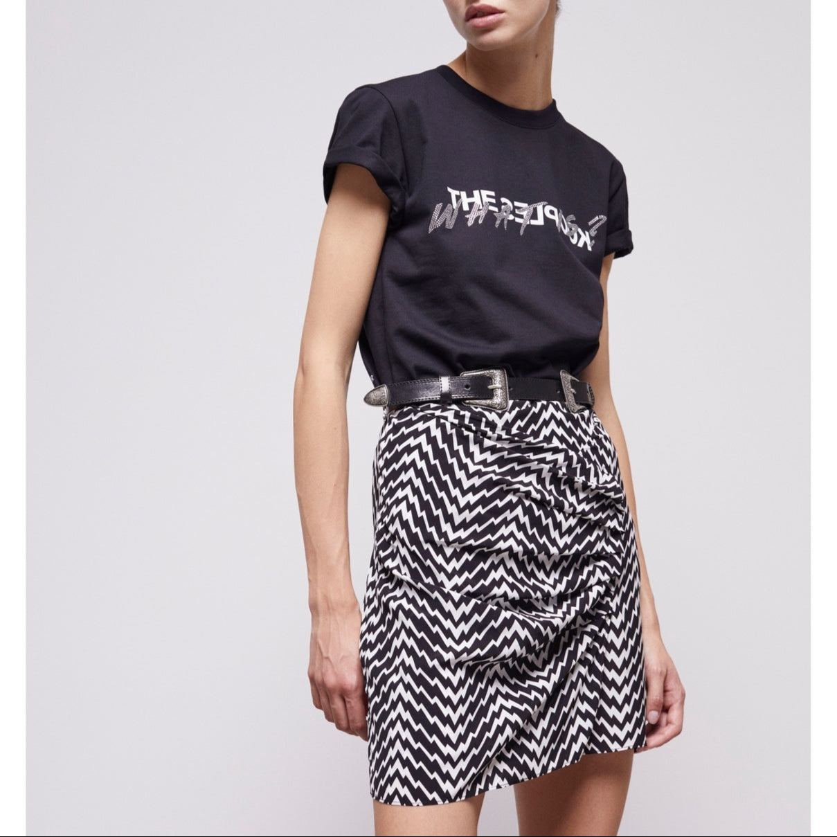 The Kooples - Falda Recta Talle Alto - Negro - Mujer