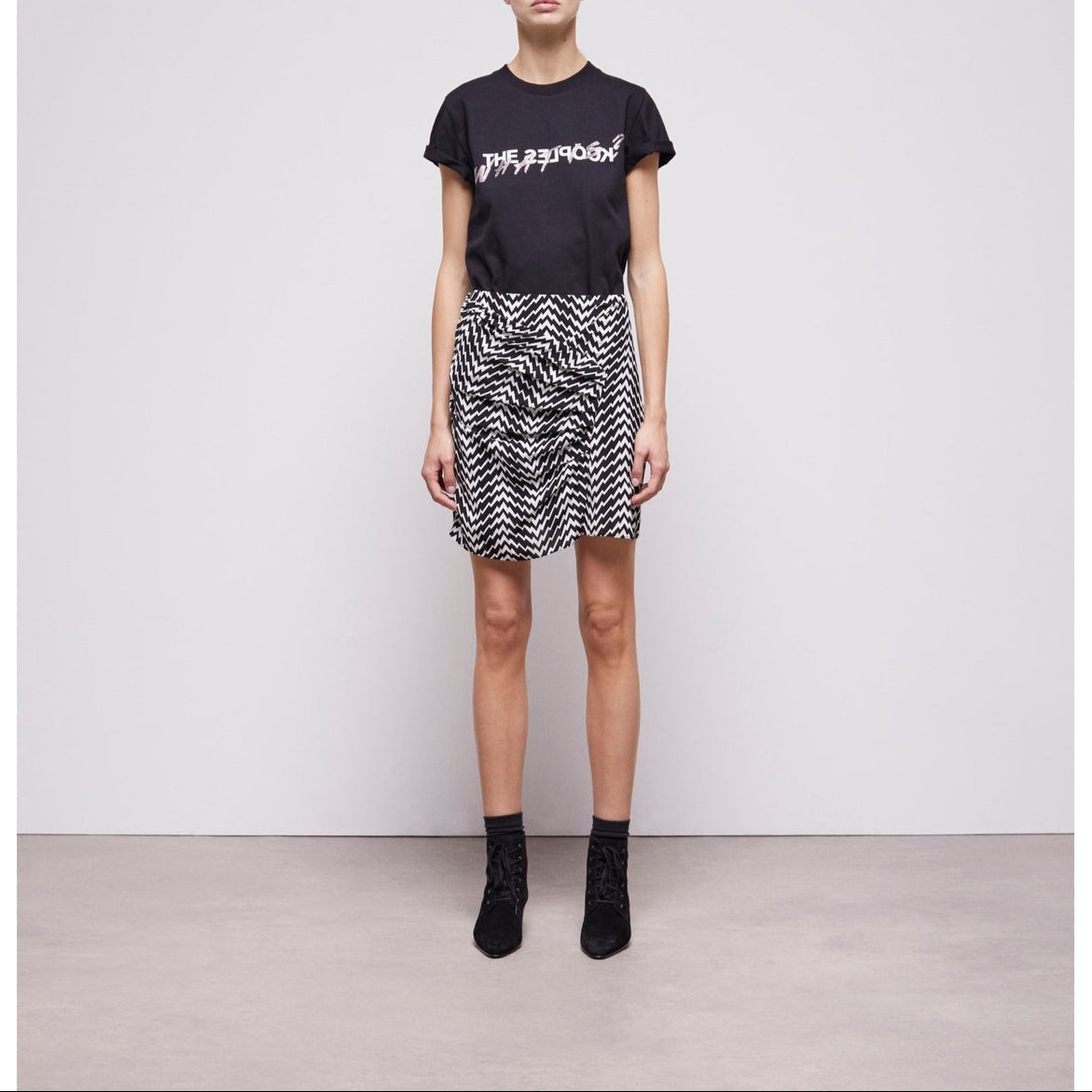 The Kooples - Falda Recta Talle Alto - Negro - Mujer