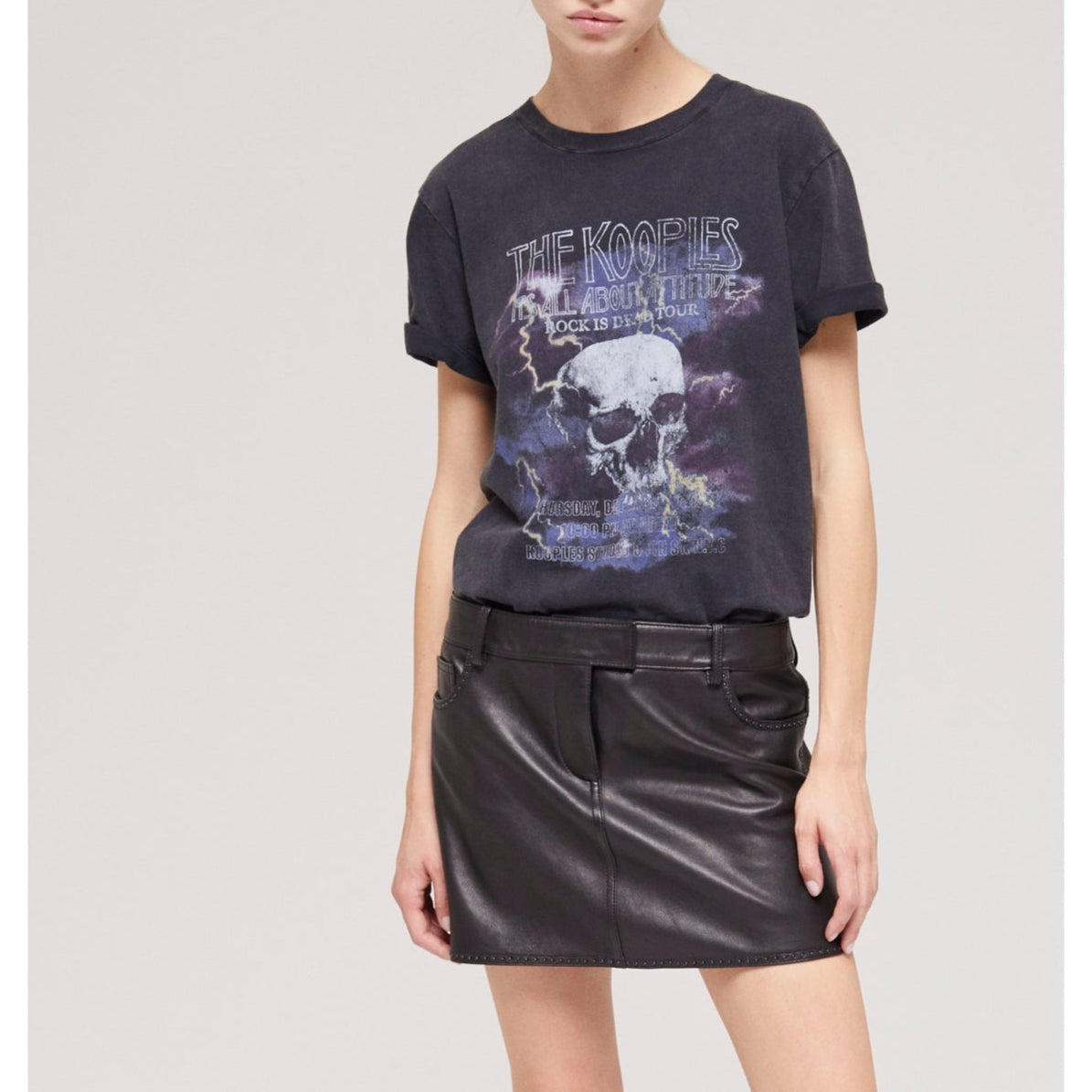The Kooples - Lambskin Leather Mini Skirt - Black - Women